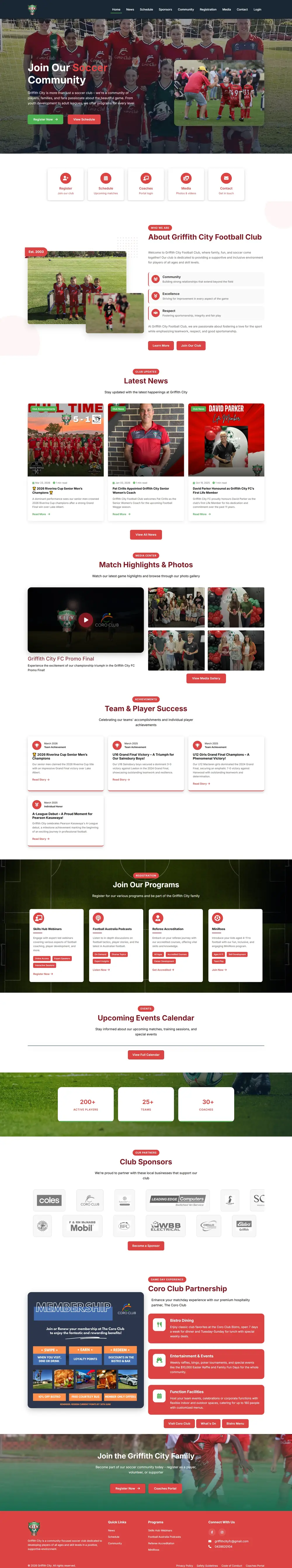 Sports Academy Website mockup