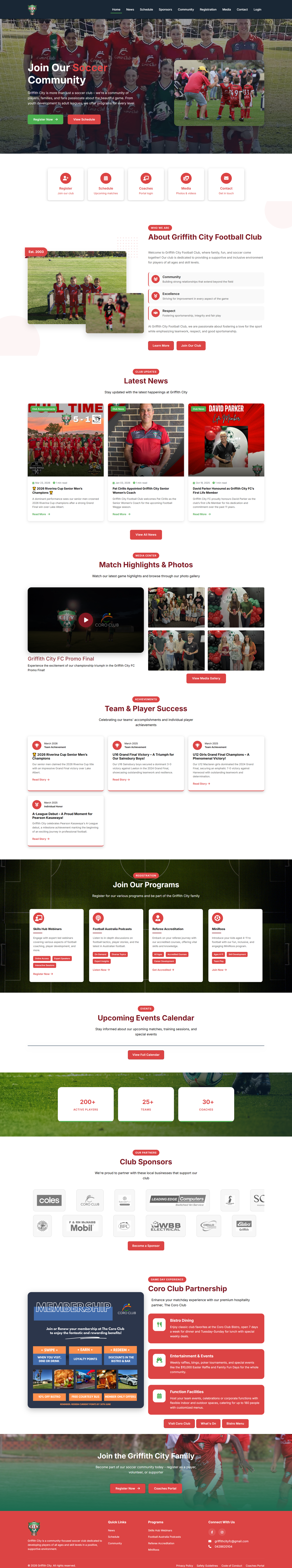 Sports Academy website